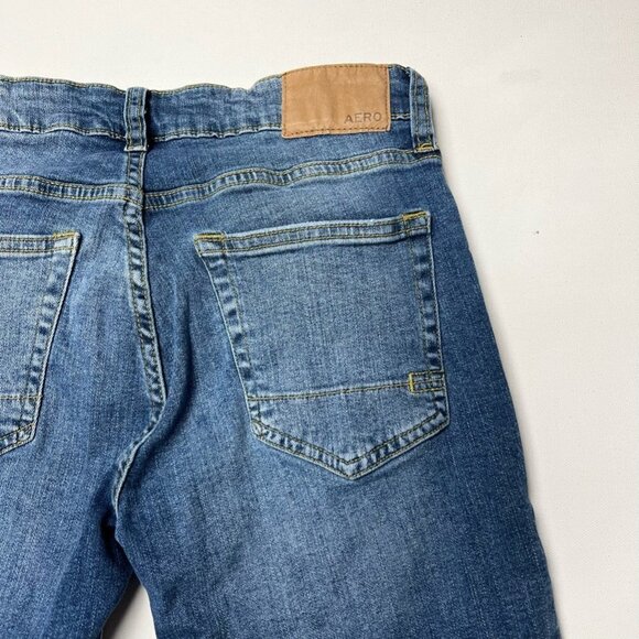 Aero Women Slim Straight Leg Jeans Blue Stretch Medium Wash Low Rise Denim 28/30 - Picture 8 of 11